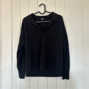 Quince Elegant Black V-Neck Sweater